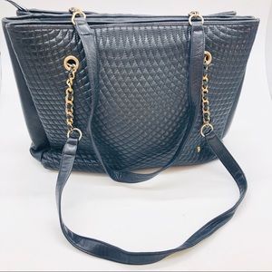 Vintage BALLY quilted leather tote on chain leathe